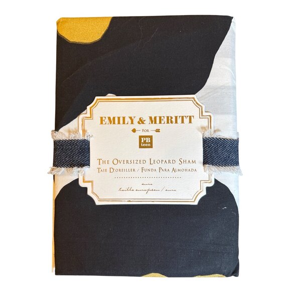 Pottery Barn Teen Emily & Meritt Oversized‎ Sham Leopard Black Gold Pillow Case - Picture 4 of 6